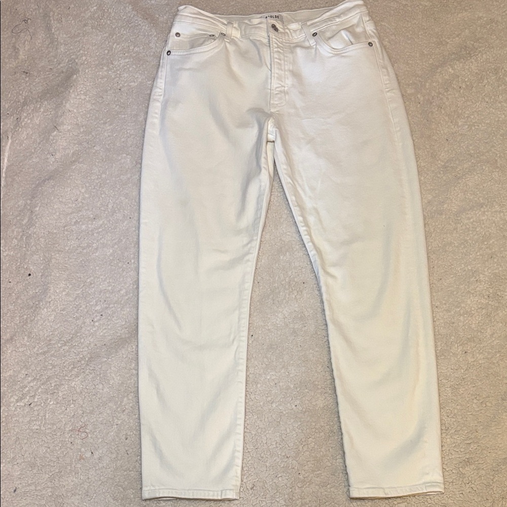 Agolde Toni Straight Leg Cream White Mid Rise Jean 30